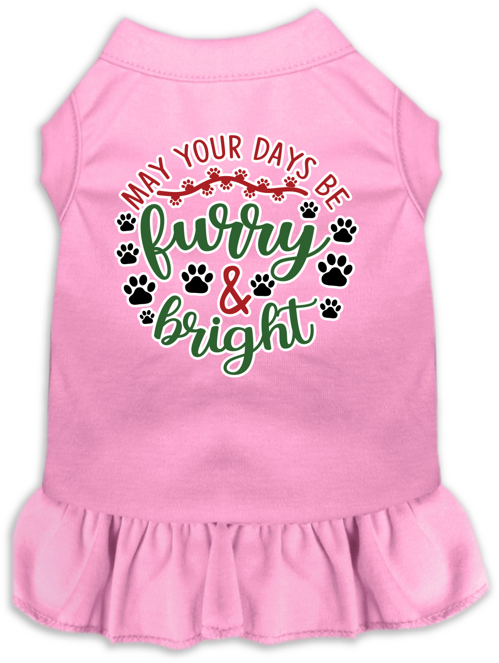 Furry and Bright Screen Print Dog Dress Light Pink Size MD